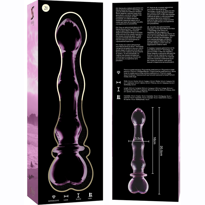 NEBULA SERIES BY IBIZA - MODELO 21 DILDO CRISTAL ROSA 20.5 CM -O- 3.5 CM - Imagen 6