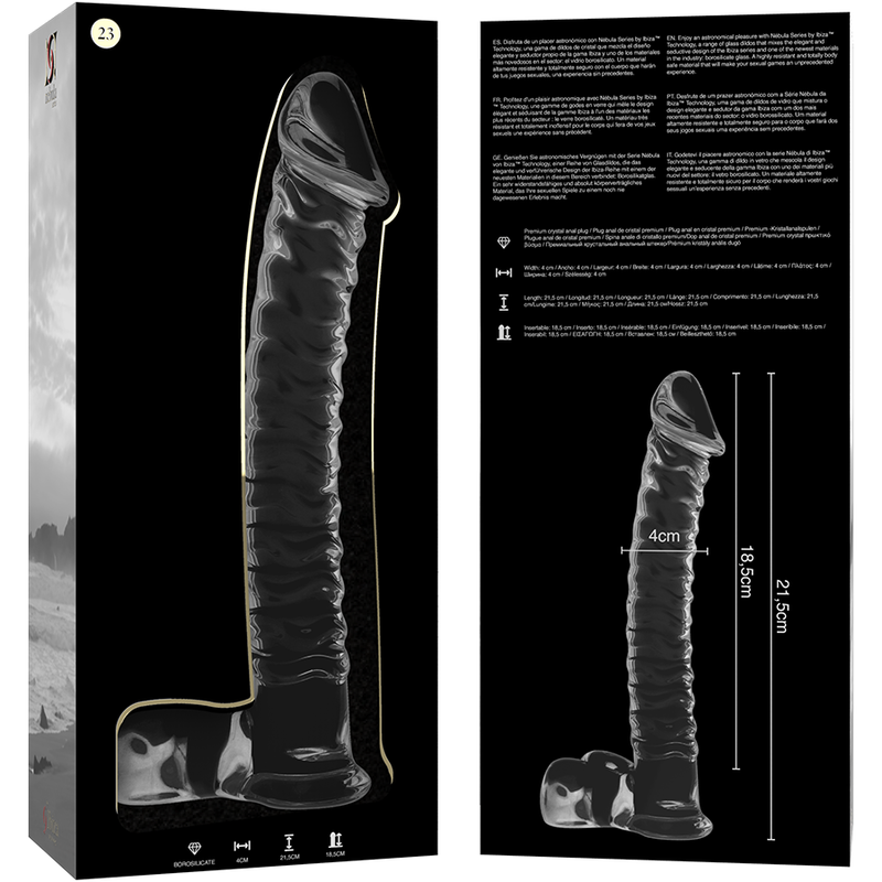 NEBULA SERIES BY IBIZA - MODELO 23 DILDO CRISTAL TRANSPARENTE 21.5 CM -O- 4 CM - Imagen 3