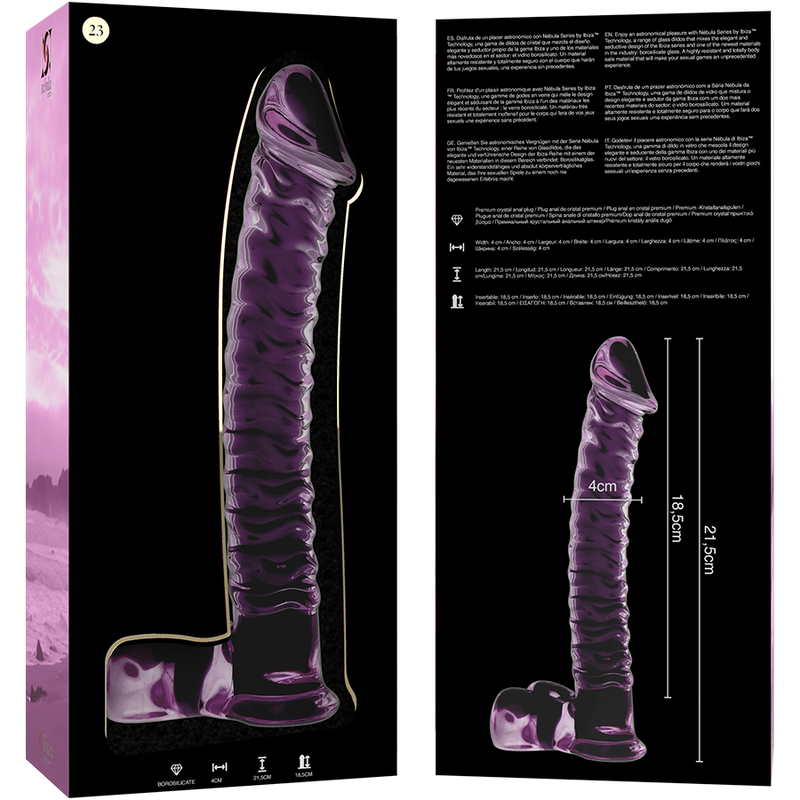 NEBULA SERIES BY IBIZA - MODELO 23 DILDO CRISTAL ROSA 21.5 CM -O- 4 CM - Imagen 4