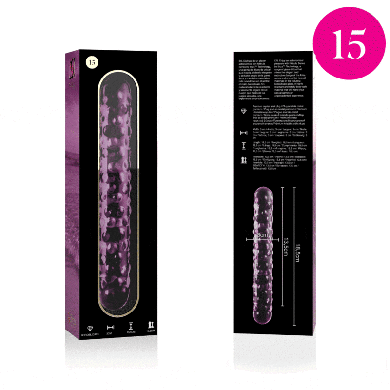NEBULA SERIES BY IBIZA - MODELO 15 DILDO CRISTAL ROSA 18.5 CM -O- 3 CM - Imagen 3