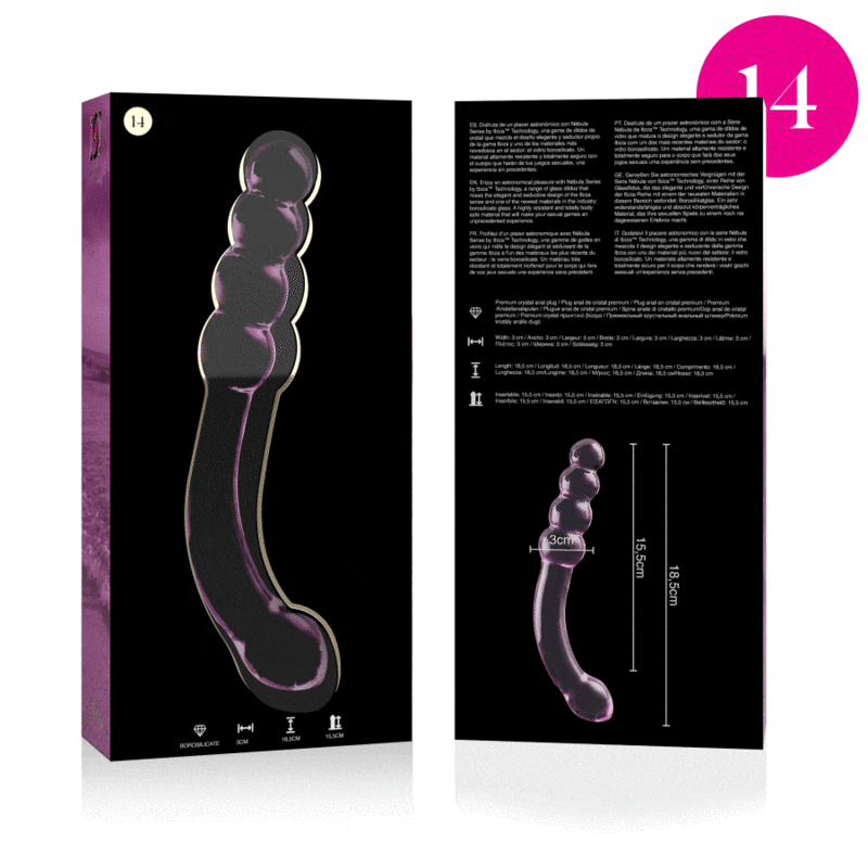 NEBULA SERIES BY IBIZA - MODELO 14 DILDO CRISTAL ROSA 18.5 CM -O- 3 CM - Imagen 7