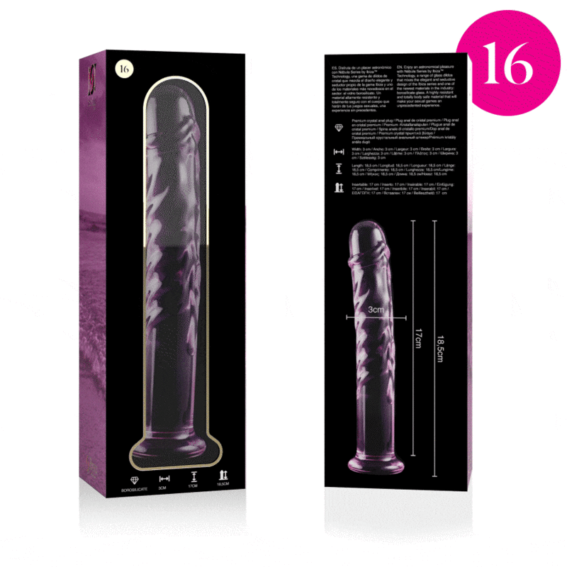 NEBULA SERIES BY IBIZA - MODELO 16 DILDO CRISTAL ROSA 18.5 CM -O- 3 CM - Imagen 3