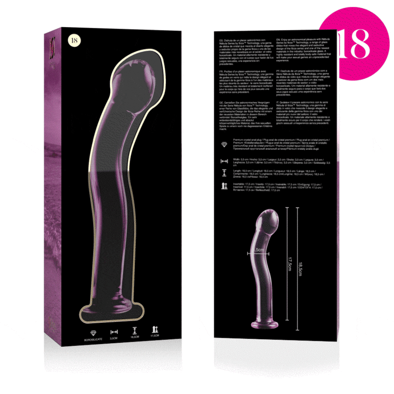 NEBULA SERIES BY IBIZA - MODELO 18 DILDO CRISTAL ROSA 18.5 CM -O- 3.5 CM - Imagen 3