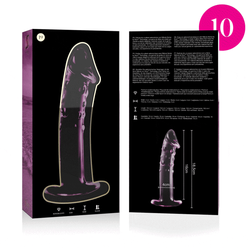 NEBULA SERIES BY IBIZA - MODELO 19 DILDO CRISTAL ROSA 18.5 CM -O- 4 CM - Imagen 3