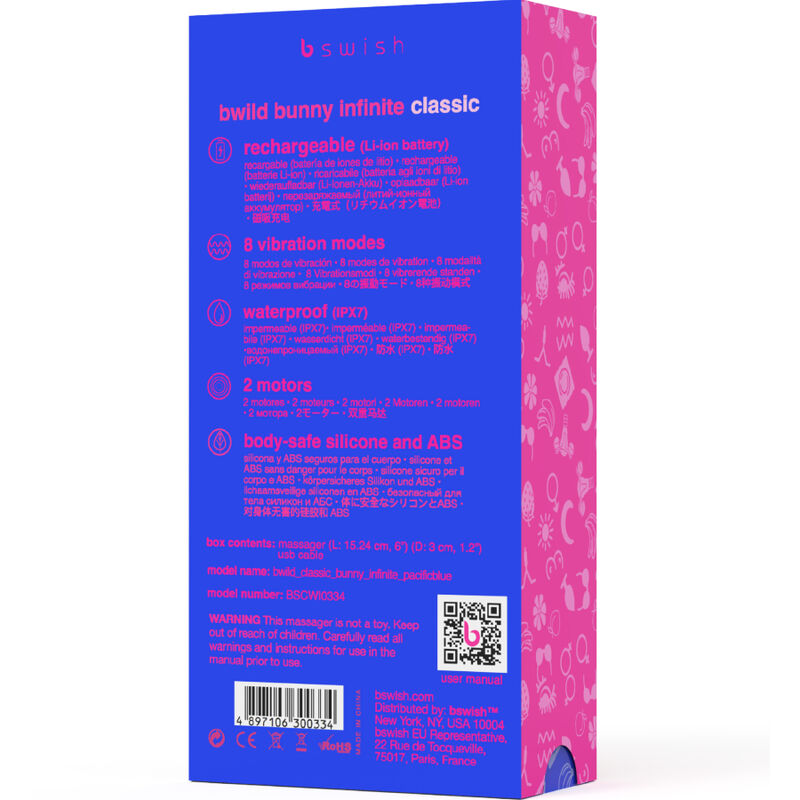 B SWISH - BWILD BUNNY INFINITE CLASSIC VIBRADOR RECARGABLE SILICONA AZUL - Imagen 3