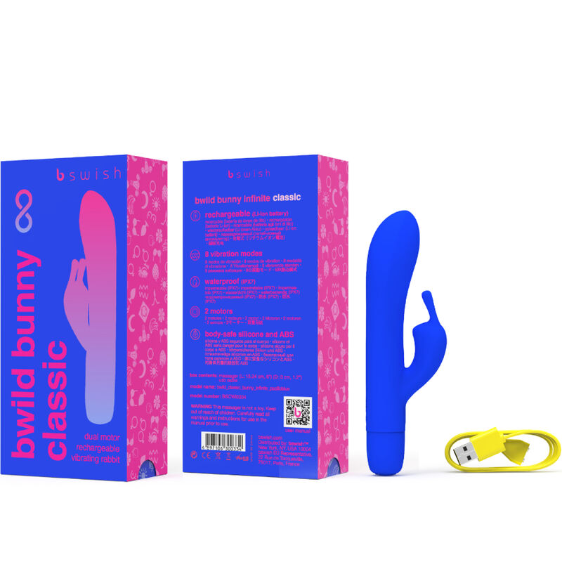 B SWISH - BWILD BUNNY INFINITE CLASSIC VIBRADOR RECARGABLE SILICONA AZUL - Imagen 4