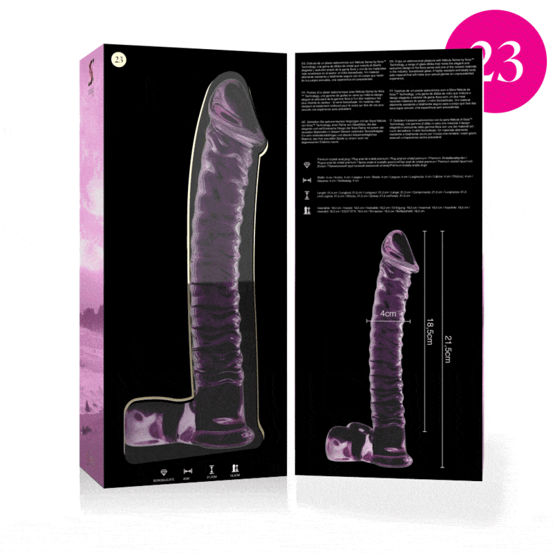 NEBULA SERIES BY IBIZA - MODELO 23 DILDO CRISTAL ROSA 21.5 CM -O- 4 CM - Imagen 6
