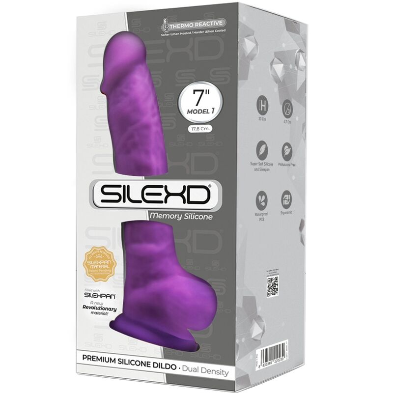 SILEXD - MODELO 1 PENE REALÍSTICO SILICONA PREMIUM SILEXPAN VIOLETA 17.5 CM - Imagen 2