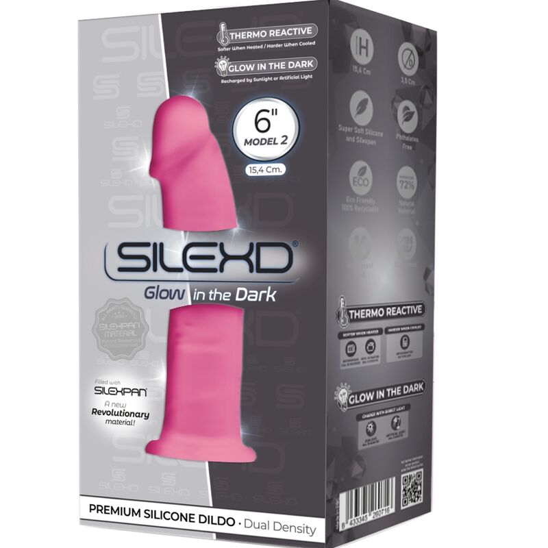 SILEXD - MODELO 2 PENE REALÍSTICO SILICONA PREMIUM SILEXPAN ROSA FLUORESCENTE 15 CM - Imagen 3