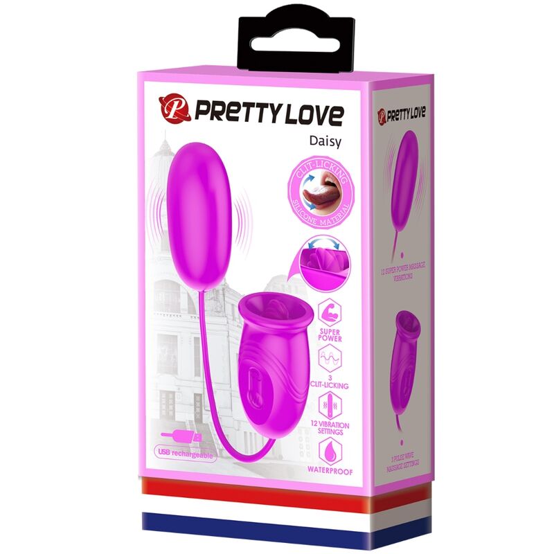 PRETTY LOVE - DAISY HUEVO DUAL VIBRADOR RECARGABLE MORADO - Imagen 2