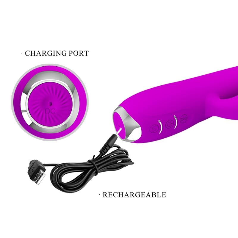 PRETTY LOVE - GLORIA VIBRADOR CONEJO RECARGABLE-IMPERMEABLE MORADO - Imagen 8