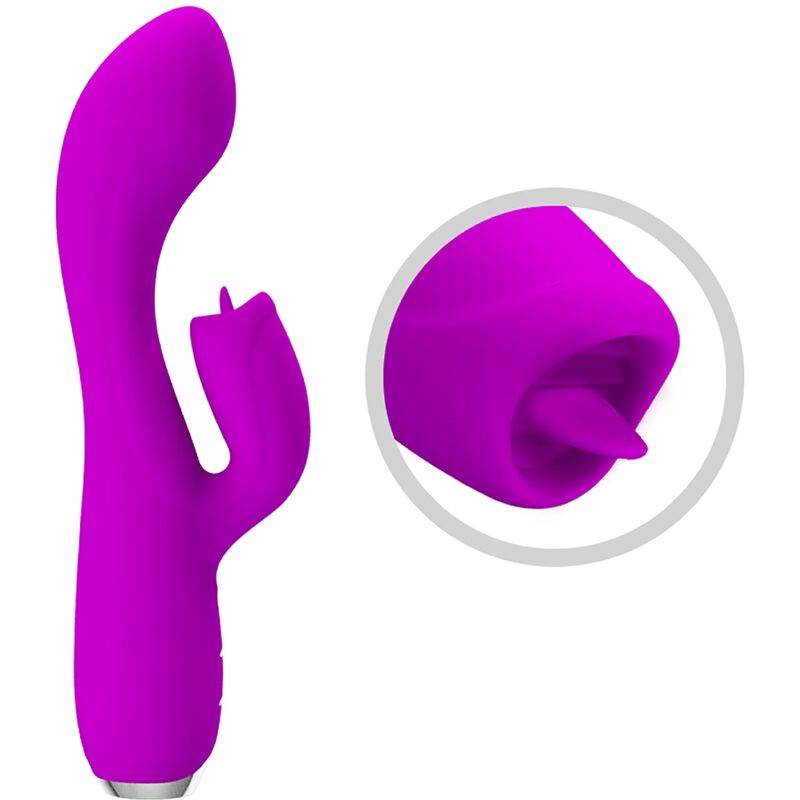 PRETTY LOVE - GLORIA VIBRADOR CONEJO RECARGABLE-IMPERMEABLE MORADO - Imagen 7