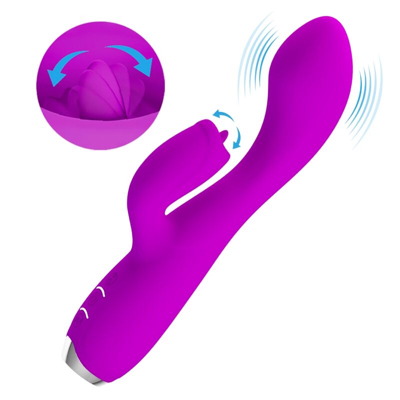 PRETTY LOVE - GLORIA VIBRADOR CONEJO RECARGABLE-IMPERMEABLE MORADO - Imagen 4