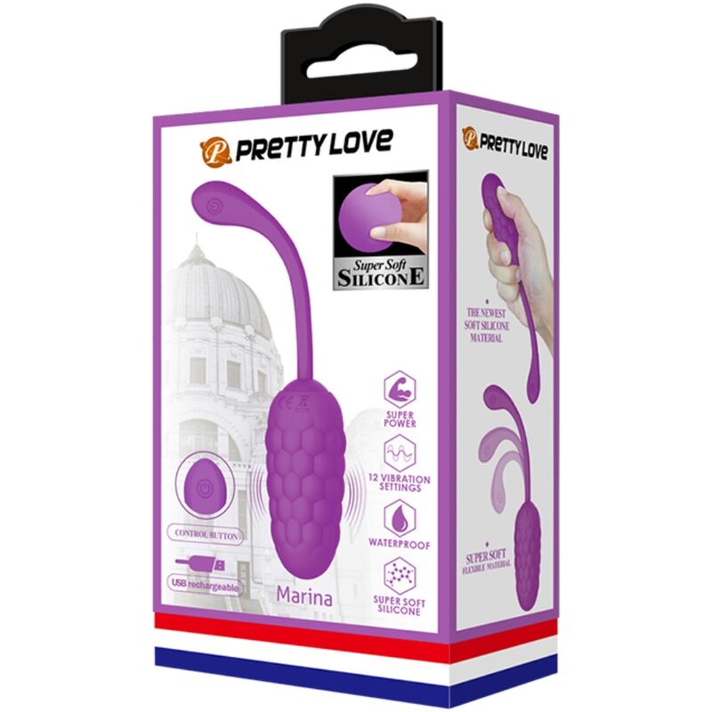 PRETTY LOVE - HUEVO VIBRADOR CON TEXTURA MARINA RECARGABLE MORADO - Imagen 2