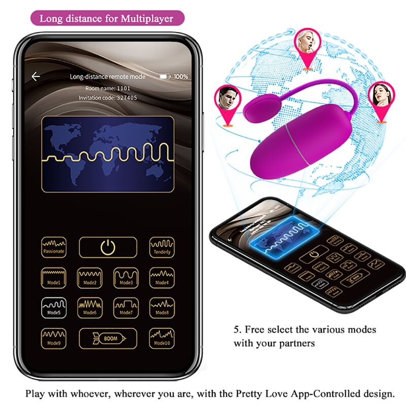 PRETTY LOVE - NYMPH HUEVO VIBRADOR CONTROLADO POR APP VIOLETA - Imagen 13