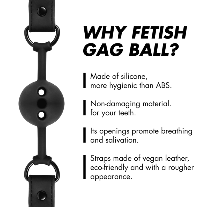FETISH SUBMISSIVE BONDAGE - MORDAZA DE BOLA DE SILICONA TRANSPIRABLE - Imagen 3