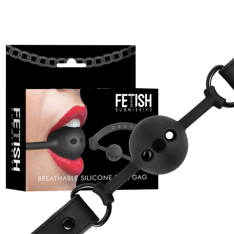 FETISH SUBMISSIVE BONDAGE - MORDAZA DE BOLA DE SILICONA TRANSPIRABLE - Imagen 7