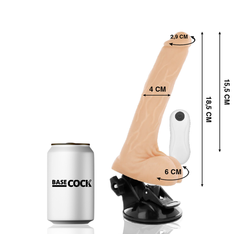 BASECOCK - VIBRADOR REALÍSTICO ARTICULABLE CONTROL REMOTO NATURAL 18.5 CM -O- 4 CM - Imagen 6