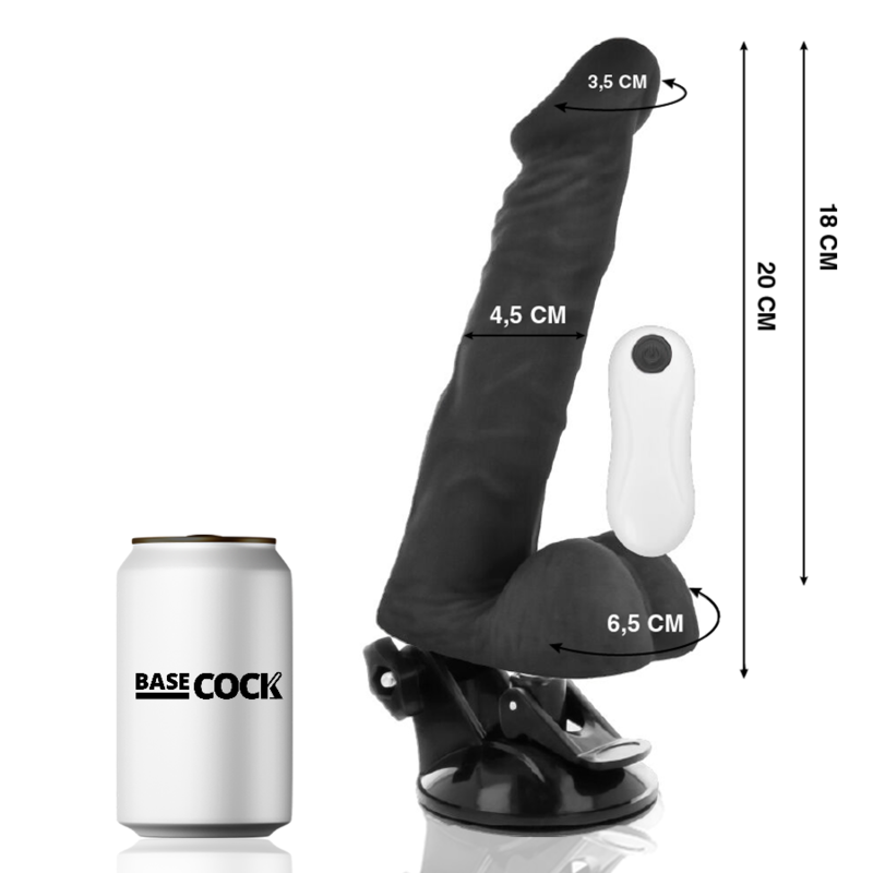 BASECOCK - VIBRADOR REALÍSTICO ARTICULABLE CONTROL REMOTO NEGRO 20 CM -O- 4.5 CM - Imagen 2