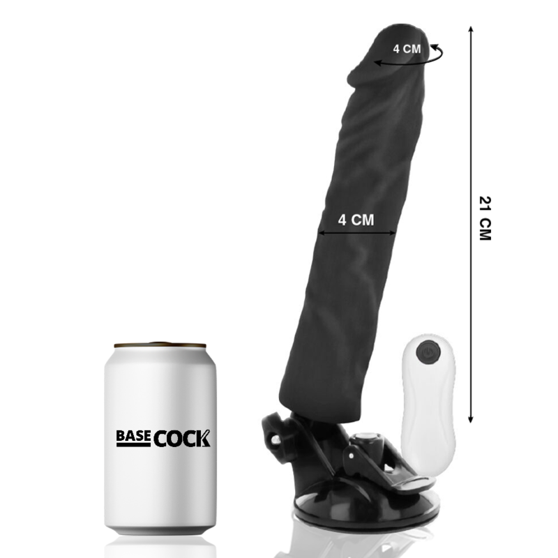 BASECOCK - VIBRADOR REALÍSTICO CONTROL REMOTO NEGRO 21 CM -O- 4 CM - Imagen 4