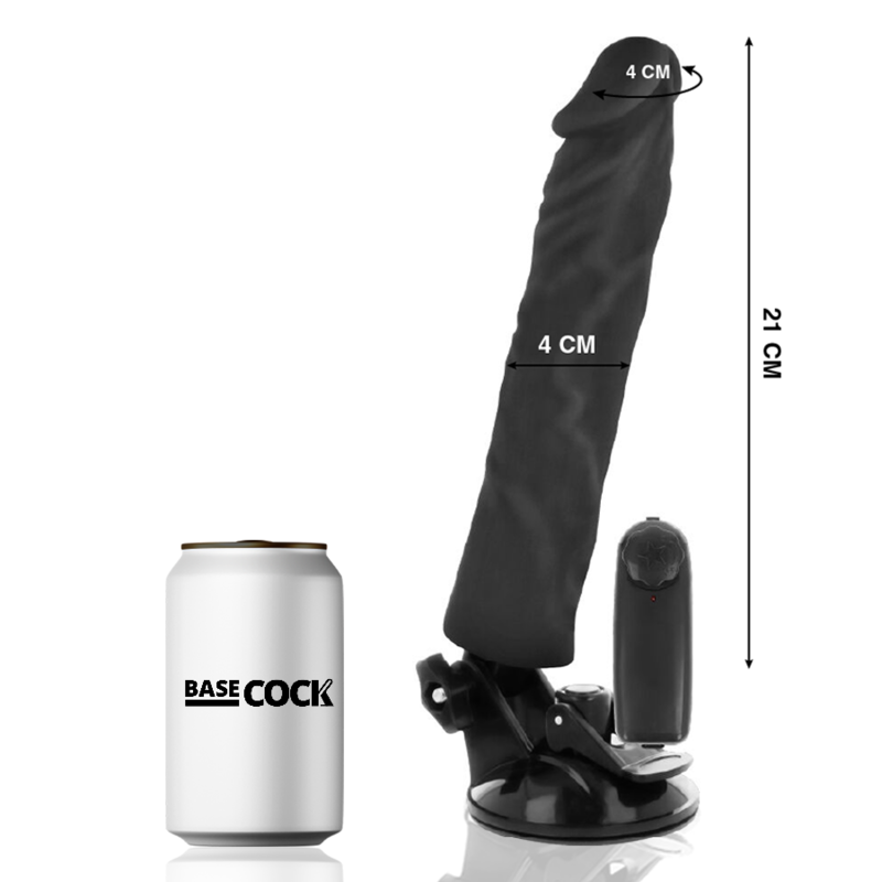 BASECOCK - VIBRADOR REALÍSTICO CONTROL REMOTO NEGRO 21 CM -O- 4 CM - Imagen 2