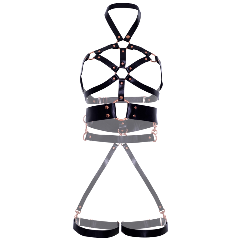 LEG AVENUE - ARNÉS BODY CUERO VEGANO AGARRE NEGRO S - Imagen 4