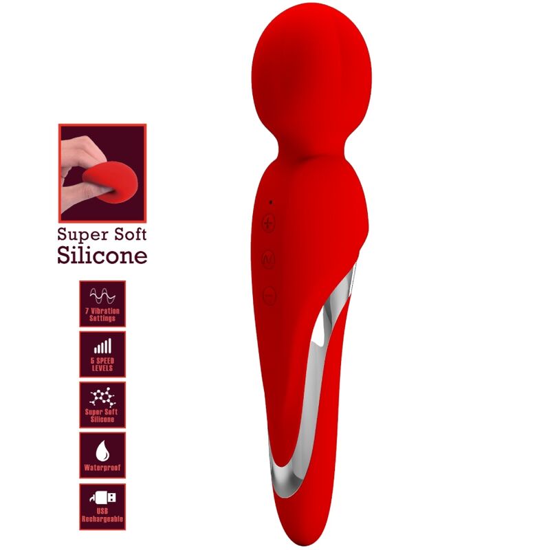 PRETTY LOVE - WALTER VIBRADOR WAND ROJO - Imagen 7