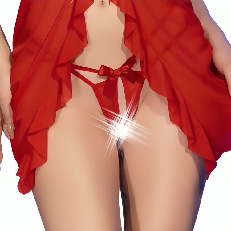 CHILIROSE - CR 4696 BABYDOLL & TANGA CROTCHLESS ROJO S/M - Imagen 4