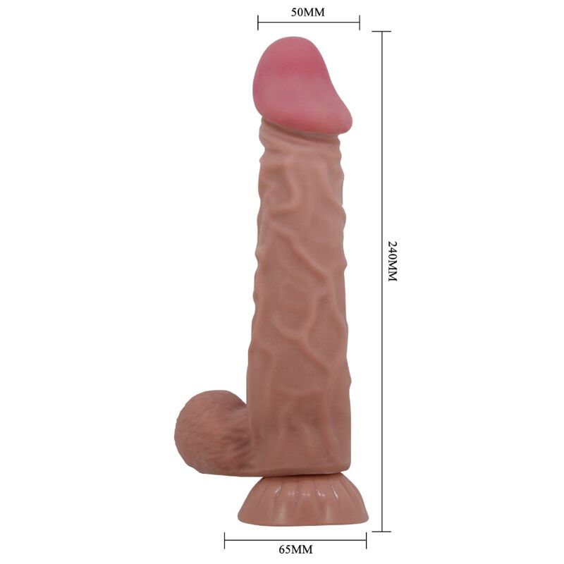 PRETTY LOVE - SLIDING SKIN SERIES DILDO REALÍSTICO CON VENTOSA PIEL DESLIZANTE MORENO 24 CM - Imagen 4
