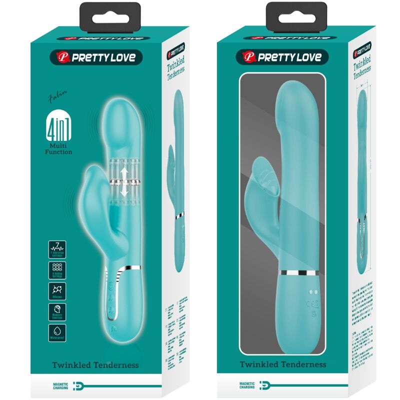 PRETTY LOVE - VIBRADOR RABBIT PERLAS VERDE AGUA - Imagen 10