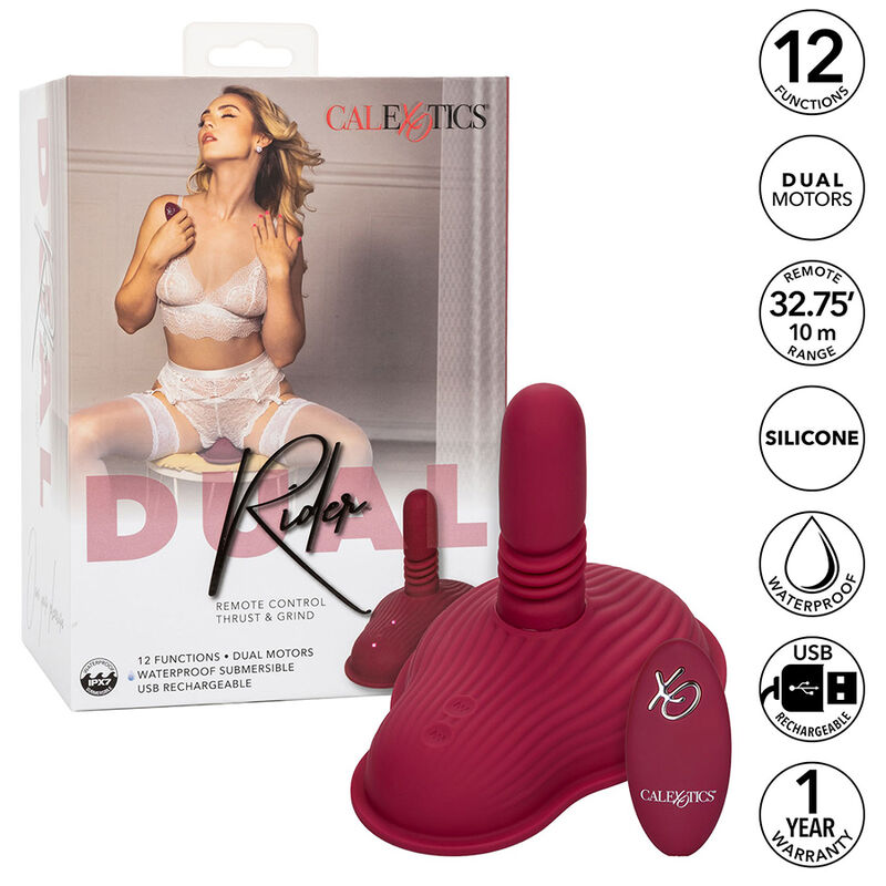 CALEXOTICS - RIDER MASAJEADOR DOBLE MOTOR CONTROL REMOTO ROJO - Imagen 18