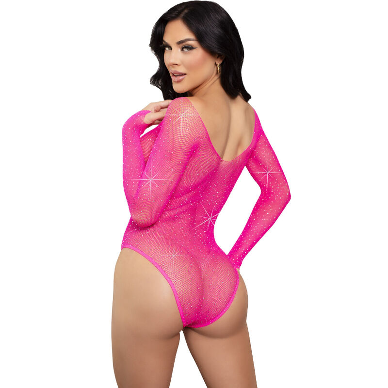 LEG AVENUE - BODY MANGA LARGA CRISTALIZADA FUCSIA - Imagen 2