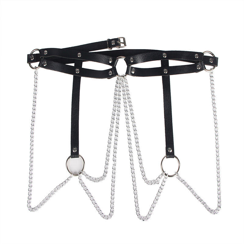 SUBBLIME - CINTURON DE CADENAS ANILLAS CUERO NEGRO TALLA ÚNICA - Imagen 7