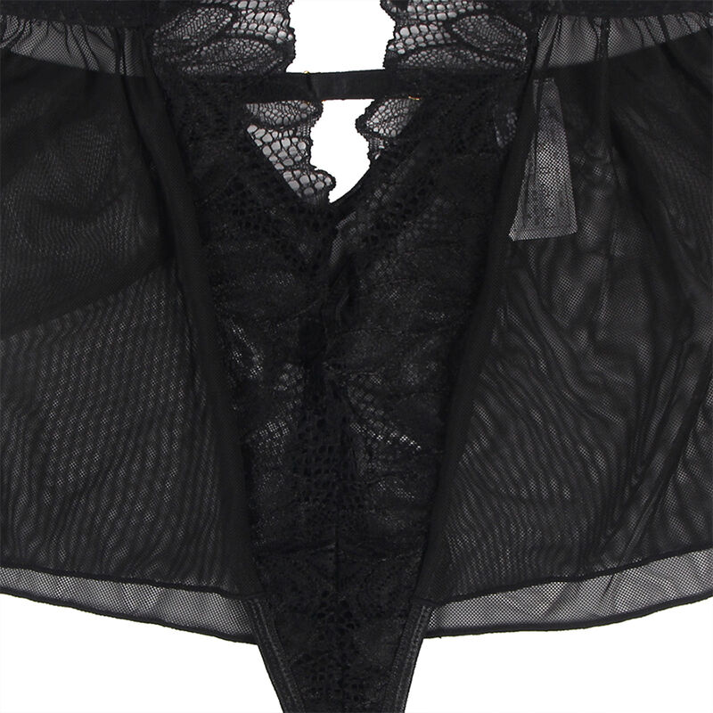 SUBBLIME - TEDDY CUELLO HALTER ESPALDA DESCUBIERTA ENCAJE NEGRO S/M - Imagen 8