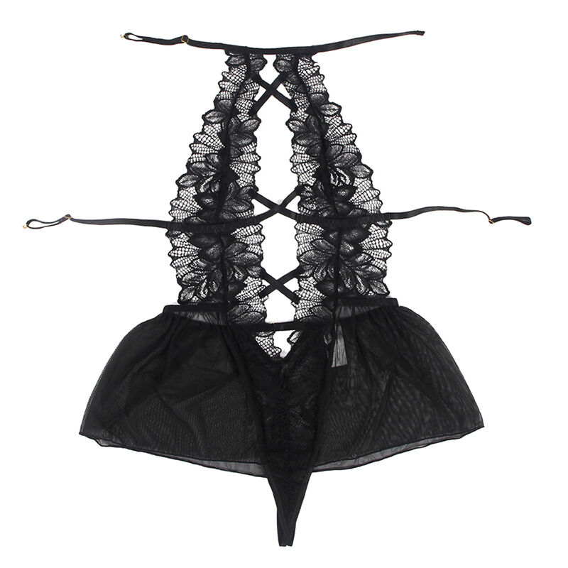 SUBBLIME - TEDDY CUELLO HALTER ESPALDA DESCUBIERTA ENCAJE NEGRO S/M - Imagen 7
