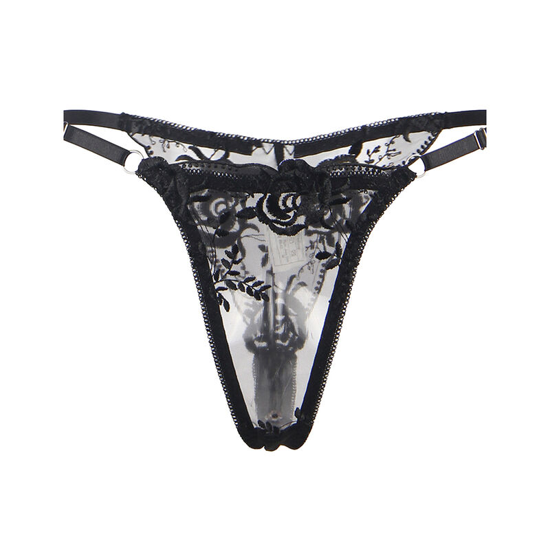 SUBBLIME - SET DE 3 PIEZAS SUJETADOR + TANGA + LIGA ESTAMPADO FLORAL NEGRO S/M - Imagen 7