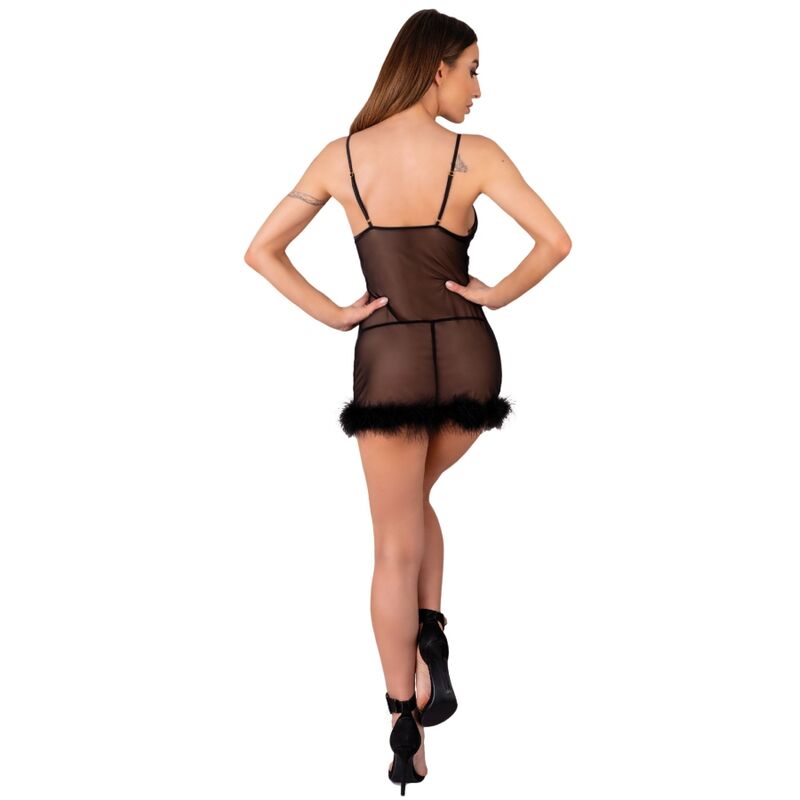 LIVCO CORSETTI FASHION - ZERUNAM SET BABYDOLL + TANGA NEGRO S/M - Imagen 5