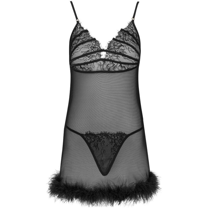 LIVCO CORSETTI FASHION - ZERUNAM SET BABYDOLL + TANGA NEGRO S/M - Imagen 4