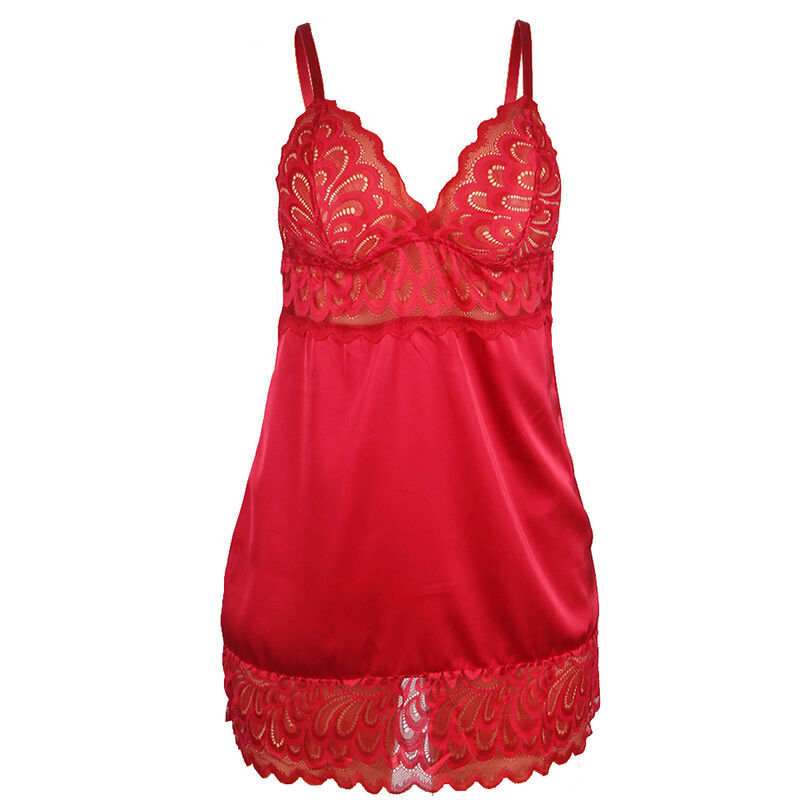 SUBBLIME - BABYDOLL SATINADO CON ENCAJE ROJO S/M - Imagen 3