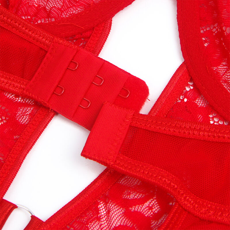 SUBBLIME - TEDDY CON LIGA DETALLE ENCAJE Y TIRAS ROJO S/M - Imagen 4