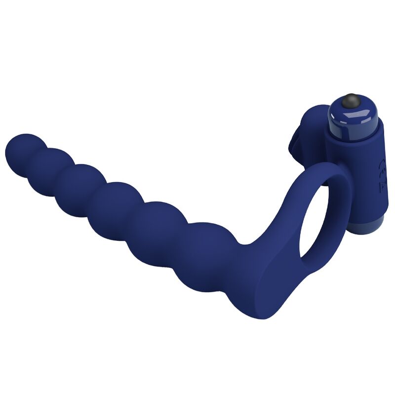 PRETTY LOVE - AJMAL ANILLO VIBRADOR CON PLUG AZUL - Imagen 7