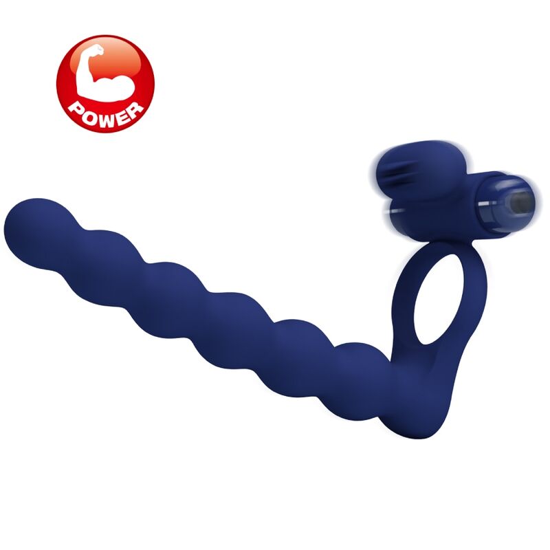 PRETTY LOVE - AJMAL ANILLO VIBRADOR CON PLUG AZUL - Imagen 4