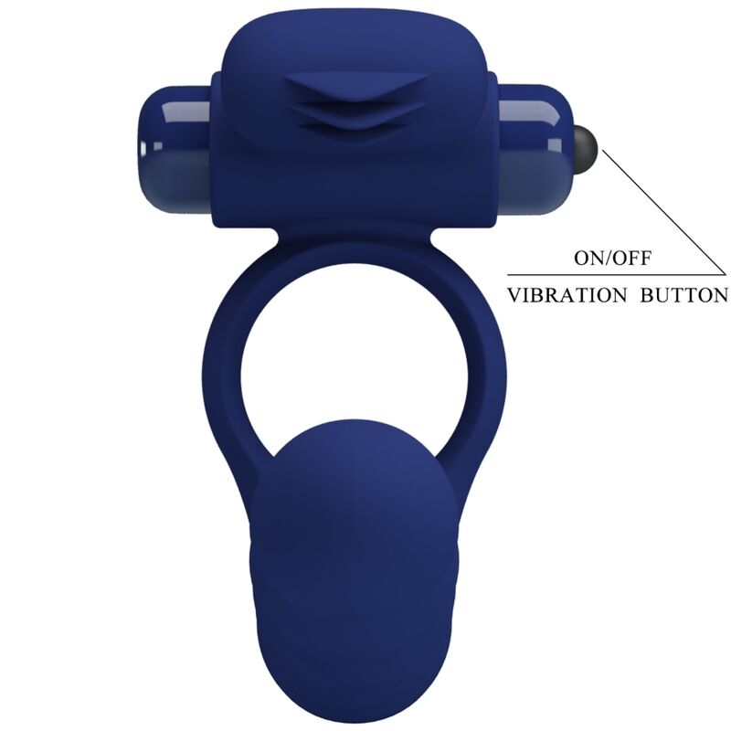 PRETTY LOVE - AJMAL ANILLO VIBRADOR CON PLUG AZUL - Imagen 2