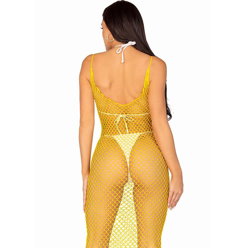 LEG AVENUE - VESTIDO DE REJILLA LARGO AMARILLO TALLA ÚNICA - Imagen 2