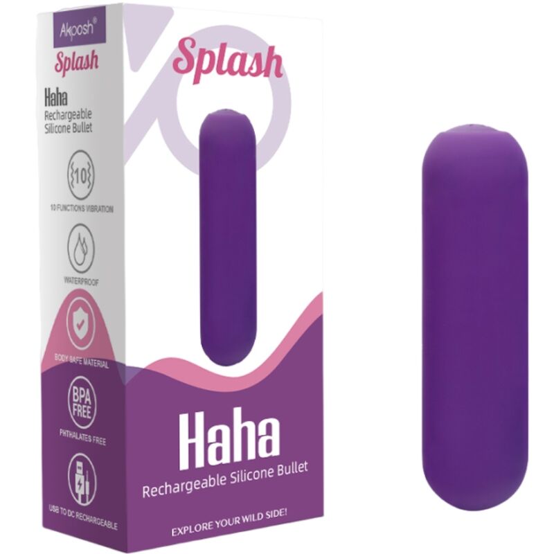 ARMONY - SPLASH HAHA BALA VIBRADORA SILICONA 10 VIBRACIONES 75 X 19 CM MORADO - Imagen 3