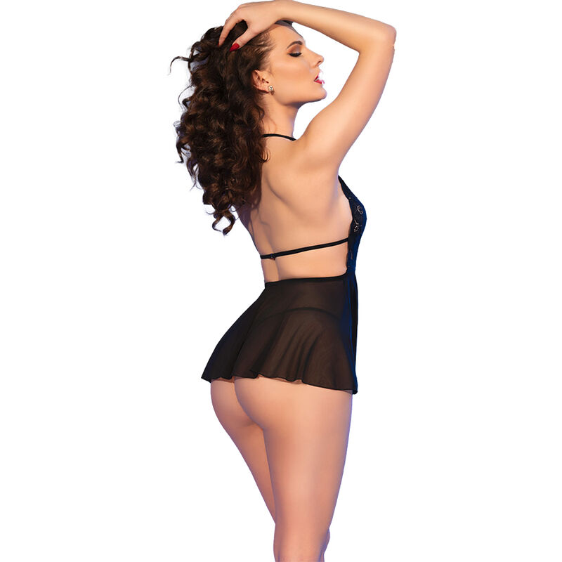 CHILIROSE - CR 4720 BABYDOLL & TANGA NEGRO M - Imagen 2