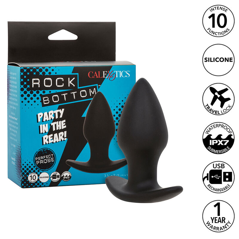 CALEXOTICS - ROCK BOTTOM PERFECT PLUG ANAL 10 VIBRACIONES SILICONA NEGRO - Imagen 10