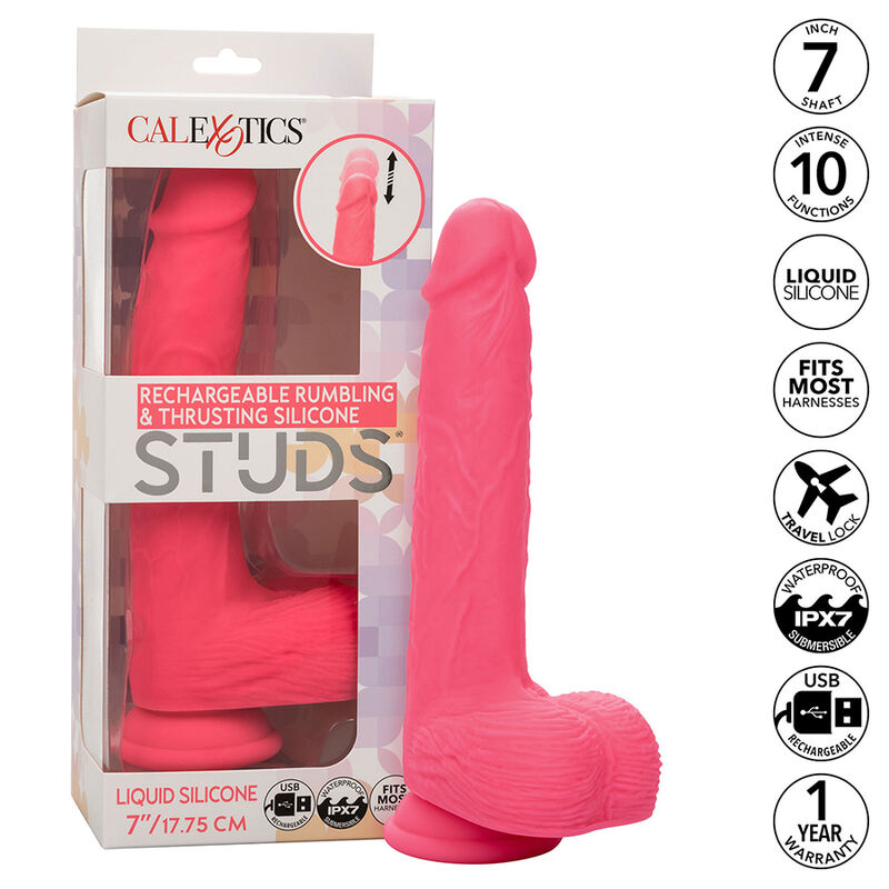 CALEXOTICS - STUDS VIBRADOR REALÍSTICO 10 VIBRACIONES Y ROSA - Imagen 10