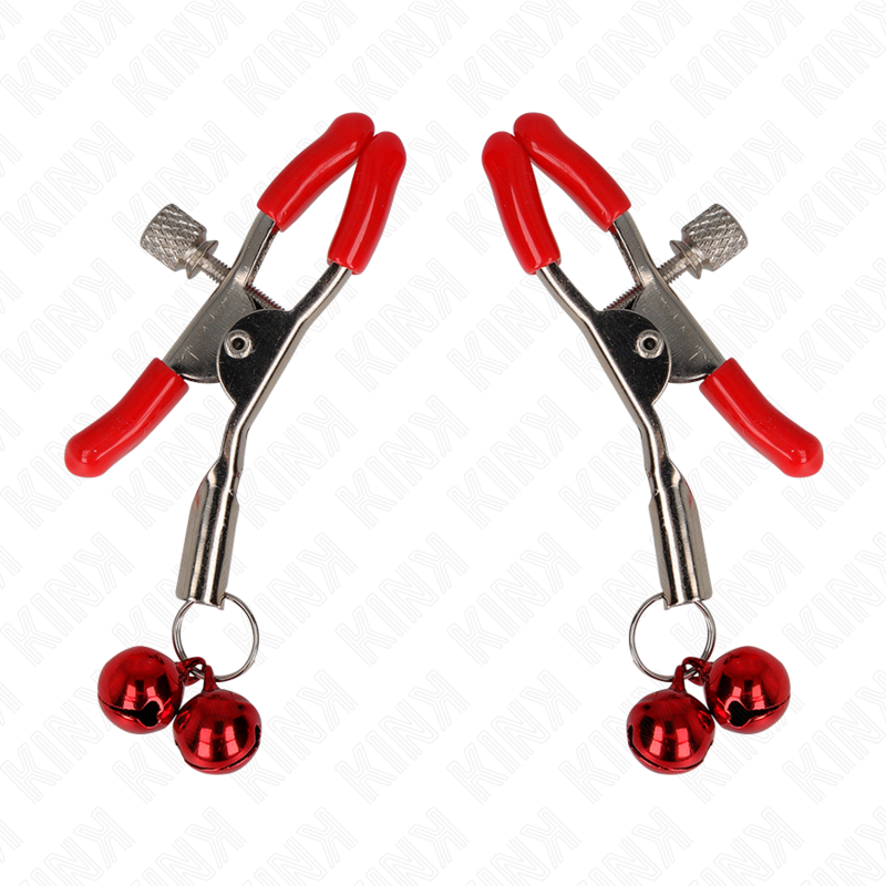 KINK - PINZAS PARA PEZONES ROJAS CON DOBLE CAMPANILLA ROJO 6 CM - Imagen 5
