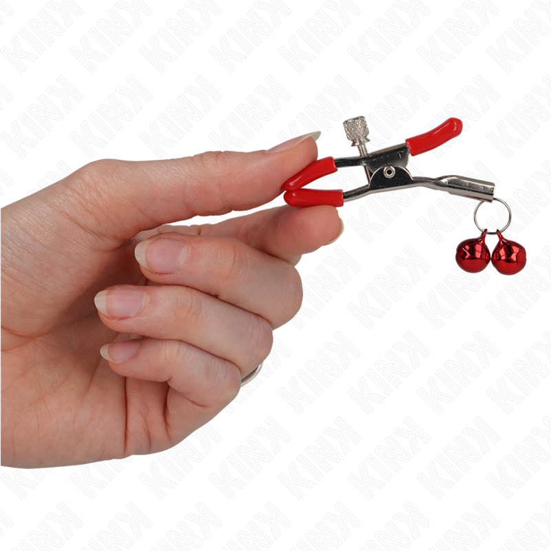 KINK - PINZAS PARA PEZONES ROJAS CON DOBLE CAMPANILLA ROJO 6 CM - Imagen 2